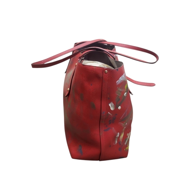 Coach Market Tote 37756 Large Burgundy Polished Pebble Leather Shoulder Bag - Picture 5 of 11